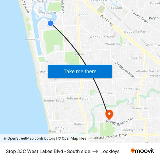 Stop 33C West Lakes Blvd - South side to Lockleys map