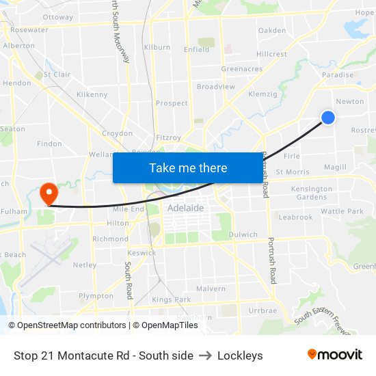 Stop 21 Montacute Rd - South side to Lockleys map