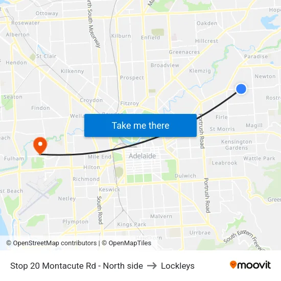 Stop 20 Montacute Rd - North side to Lockleys map