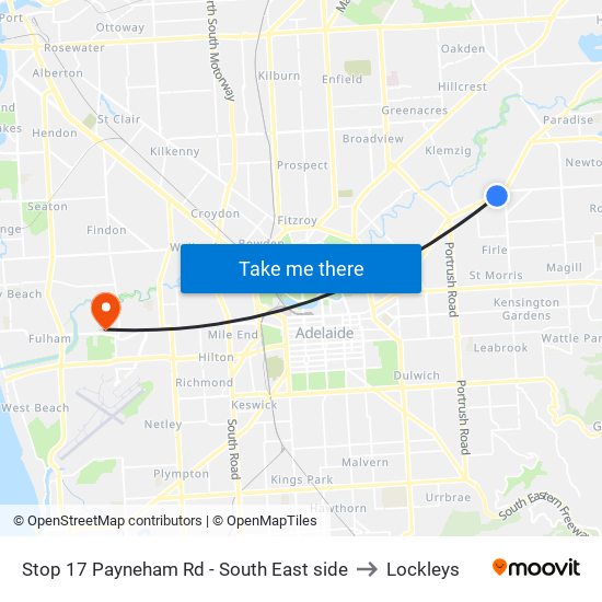 Stop 17 Payneham Rd - South East side to Lockleys map