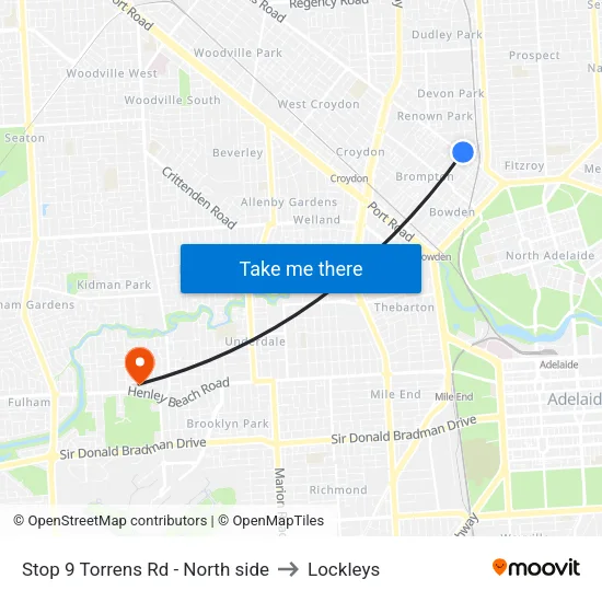 Stop 9 Torrens Rd - North side to Lockleys map