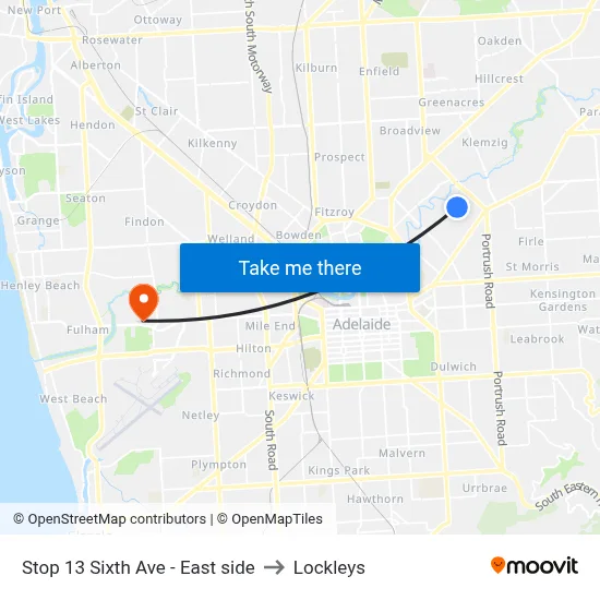 Stop 13 Sixth Ave - East side to Lockleys map
