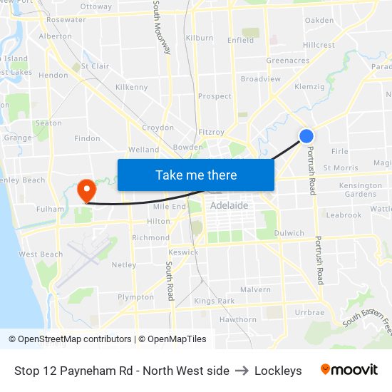 Stop 12 Payneham Rd - North West side to Lockleys map