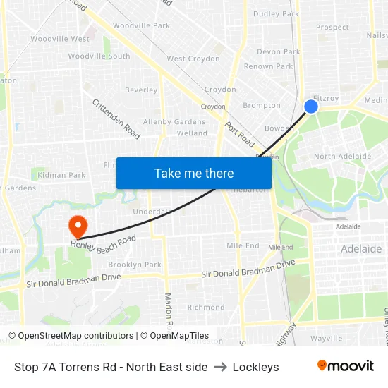 Stop 7A Torrens Rd - North East side to Lockleys map