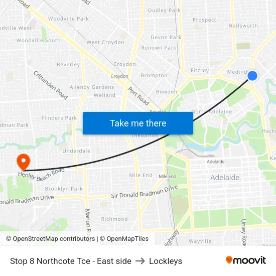 Stop 8 Northcote Tce - East side to Lockleys map