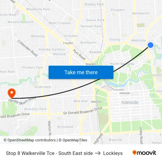 Stop 8 Walkerville Tce - South East side to Lockleys map