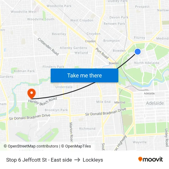 Stop 6 Jeffcott St - East side to Lockleys map