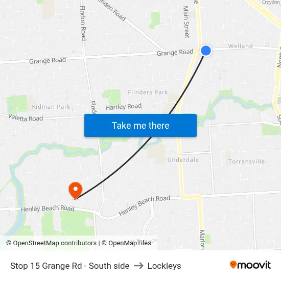 Stop 15 Grange Rd - South side to Lockleys map