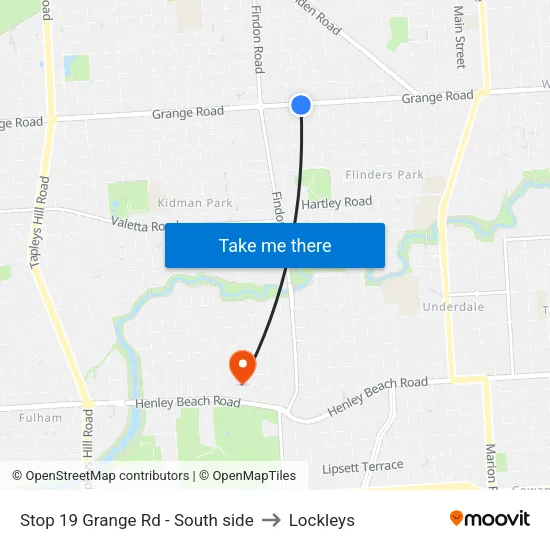 Stop 19 Grange Rd - South side to Lockleys map