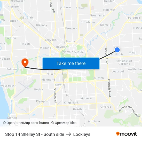 Stop 14 Shelley St - South side to Lockleys map