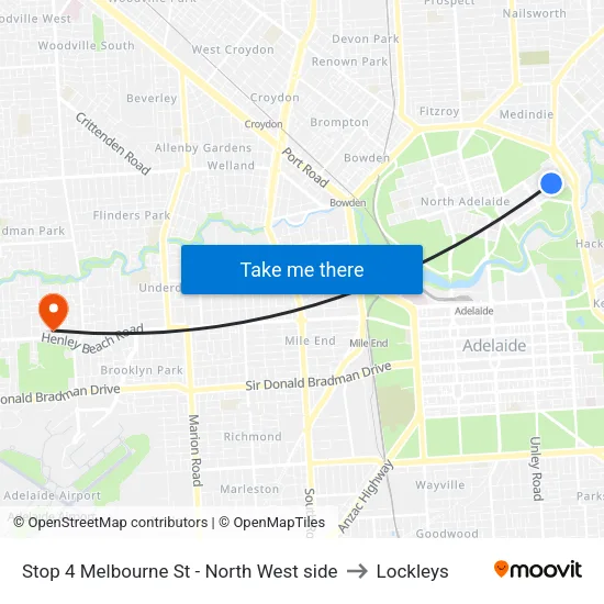 Stop 4 Melbourne St - North West side to Lockleys map