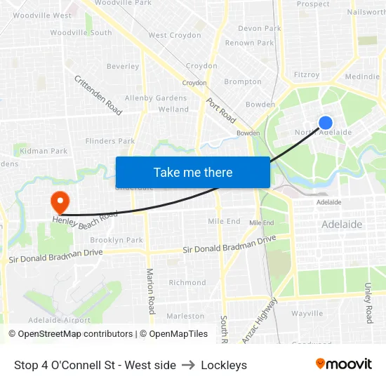 Stop 4 O'Connell St - West side to Lockleys map
