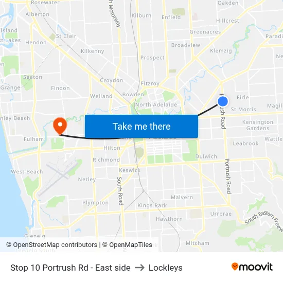 Stop 10 Portrush Rd - East side to Lockleys map