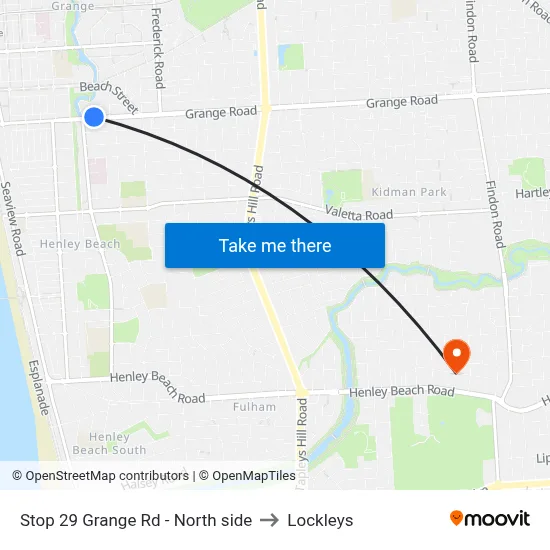 Stop 29 Grange Rd - North side to Lockleys map