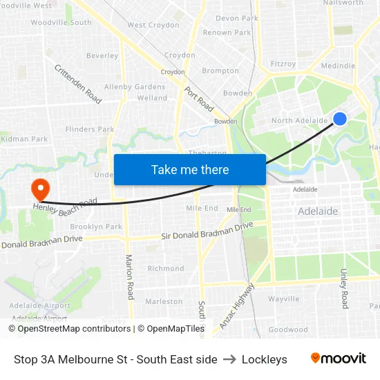 Stop 3A Melbourne St - South East side to Lockleys map
