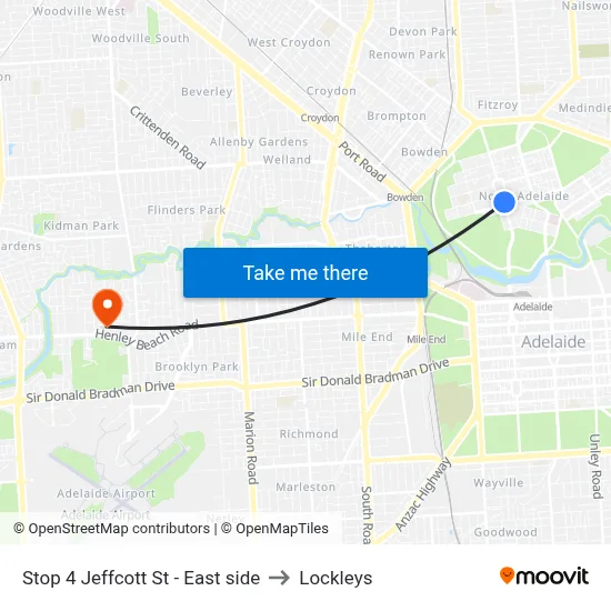 Stop 4 Jeffcott St - East side to Lockleys map