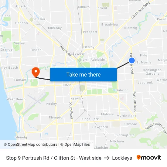 Stop 9 Portrush Rd / Clifton St - West side to Lockleys map