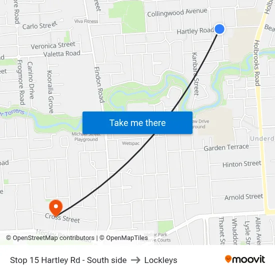 Stop 15 Hartley Rd - South side to Lockleys map