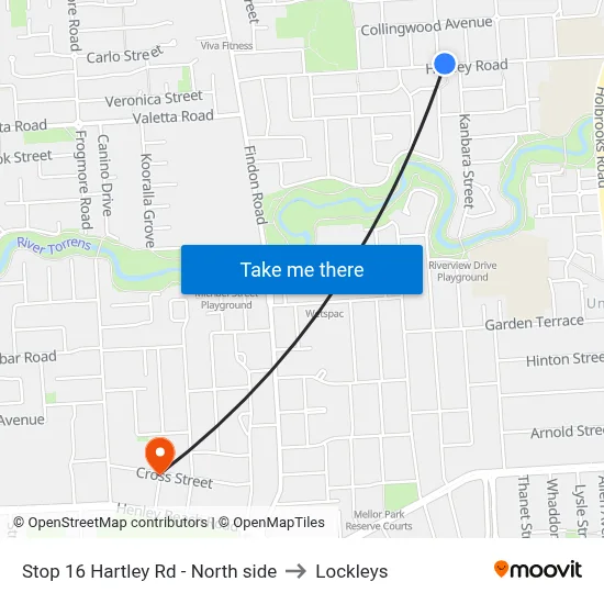 Stop 16 Hartley Rd - North side to Lockleys map