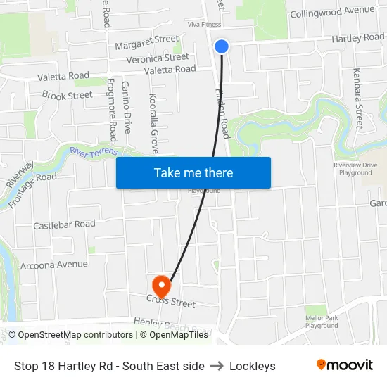 Stop 18 Hartley Rd - South East side to Lockleys map