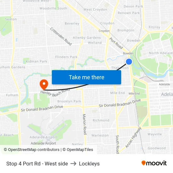 Stop 4 Port Rd - West side to Lockleys map