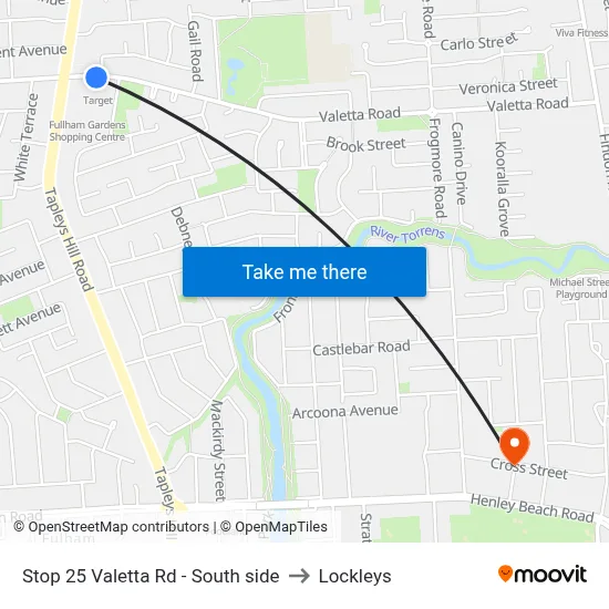 Stop 25 Valetta Rd - South side to Lockleys map