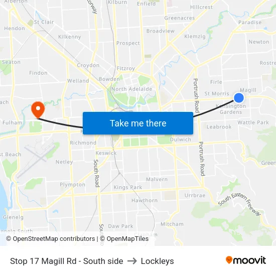 Stop 17 Magill Rd - South side to Lockleys map
