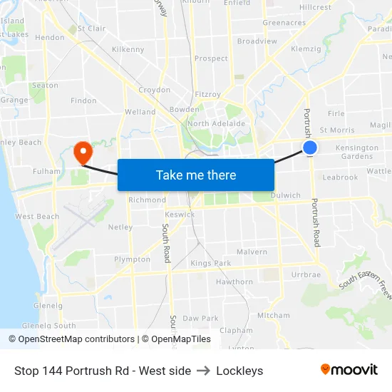 Stop 144 Portrush Rd - West side to Lockleys map