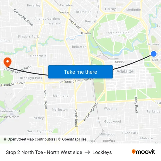 Stop 2 North Tce - North West side to Lockleys map