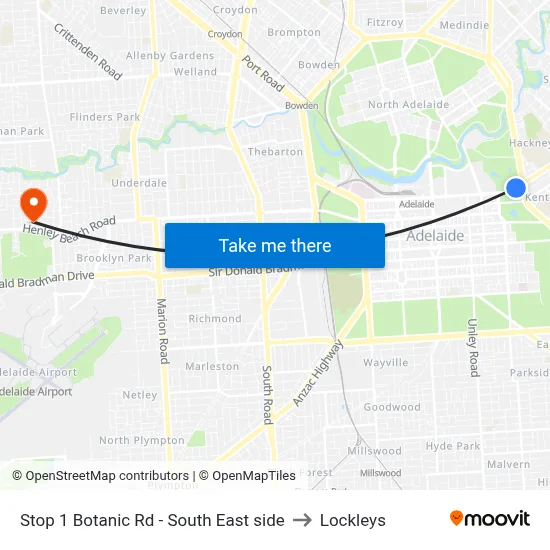 Stop 1 Botanic Rd - South East side to Lockleys map