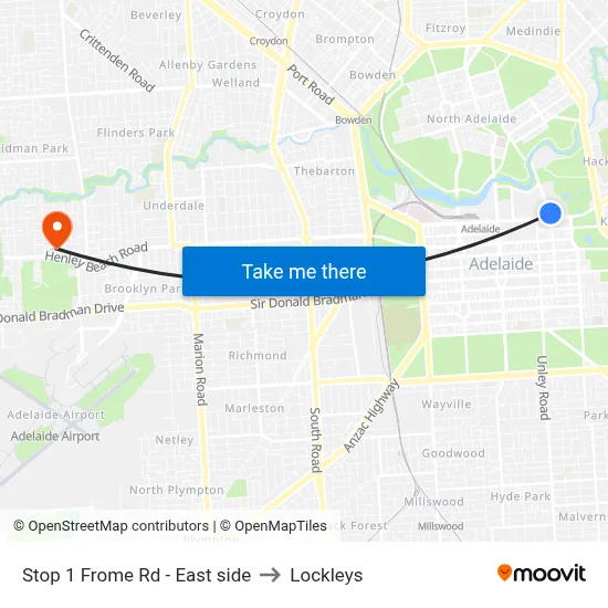 Stop 1 Frome Rd - East side to Lockleys map