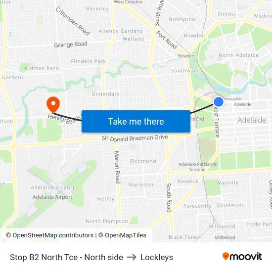Stop B2 North Tce - North side to Lockleys map