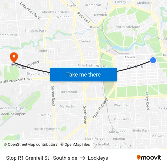Stop R1 Grenfell St - South side to Lockleys map