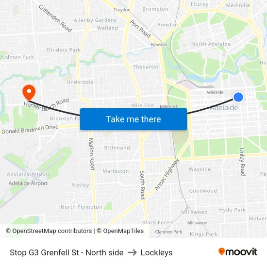 Stop G3 Grenfell St - North side to Lockleys map