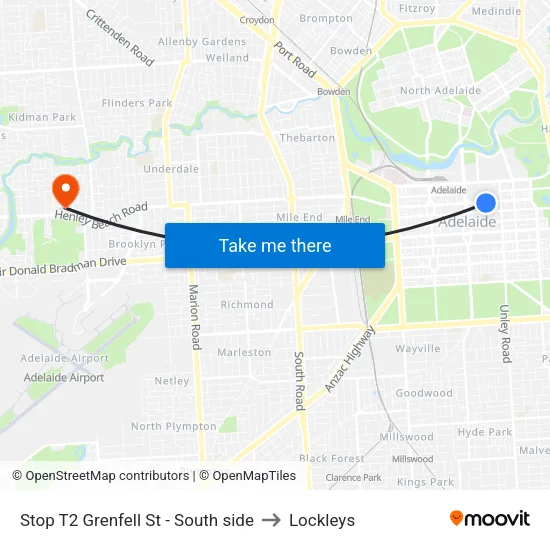 Stop T2 Grenfell St - South side to Lockleys map