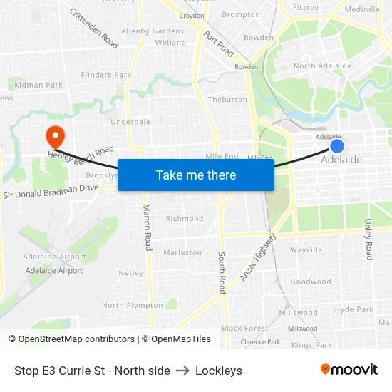 Stop E3 Currie St - North side to Lockleys map