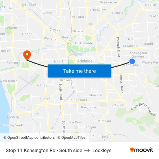 Stop 11 Kensington Rd - South side to Lockleys map