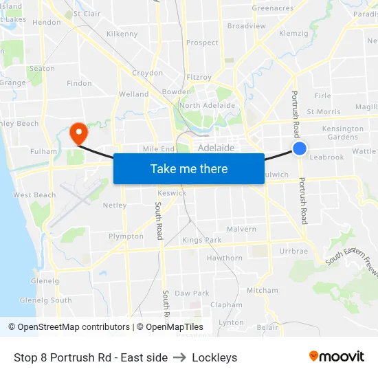 Stop 8 Portrush Rd - East side to Lockleys map