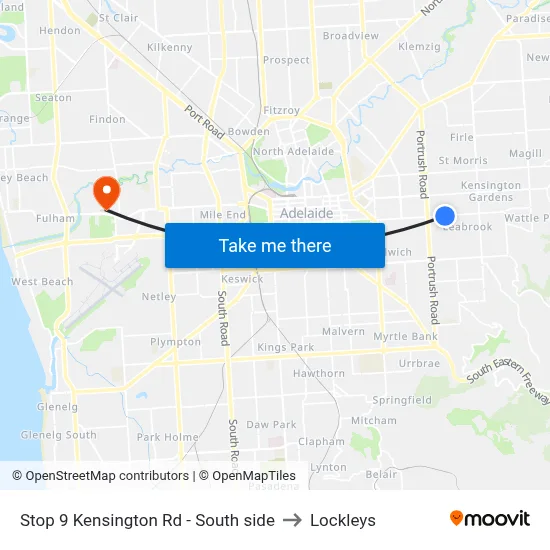Stop 9 Kensington Rd - South side to Lockleys map