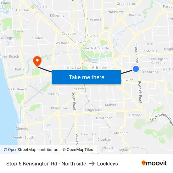 Stop 6 Kensington Rd - North side to Lockleys map