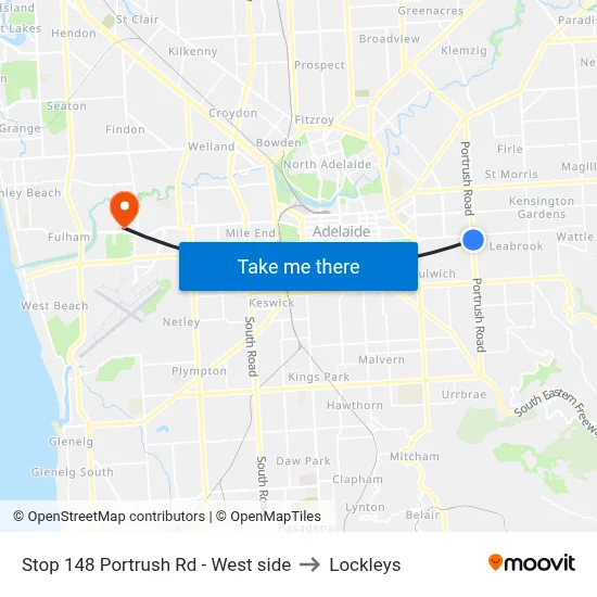 Stop 148 Portrush Rd - West side to Lockleys map