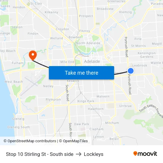 Stop 10 Stirling St - South side to Lockleys map