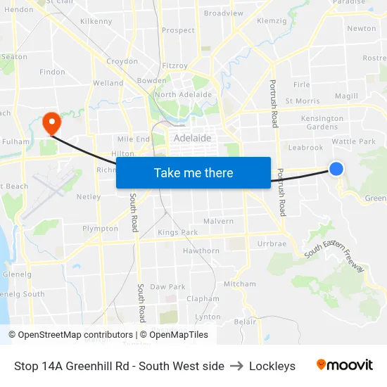 Stop 14A Greenhill Rd - South West side to Lockleys map