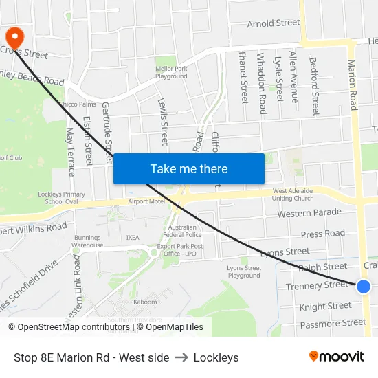 Stop 8E Marion Rd - West side to Lockleys map