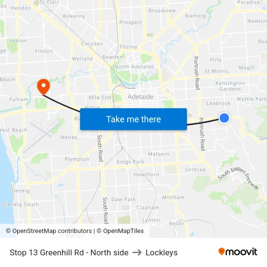 Stop 13 Greenhill Rd - North side to Lockleys map