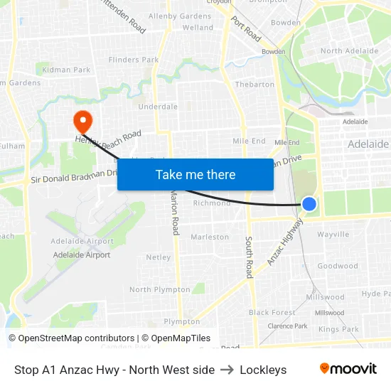Stop A1 Anzac Hwy - North West side to Lockleys map