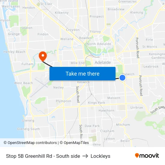 Stop 5B Greenhill Rd - South side to Lockleys map