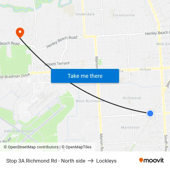 Stop 3A Richmond Rd - North side to Lockleys map