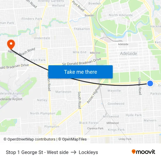 Stop 1 George St - West side to Lockleys map