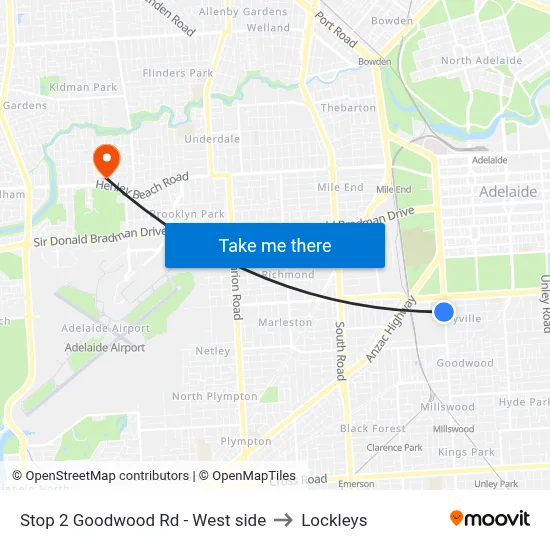 Stop 2 Goodwood Rd - West side to Lockleys map